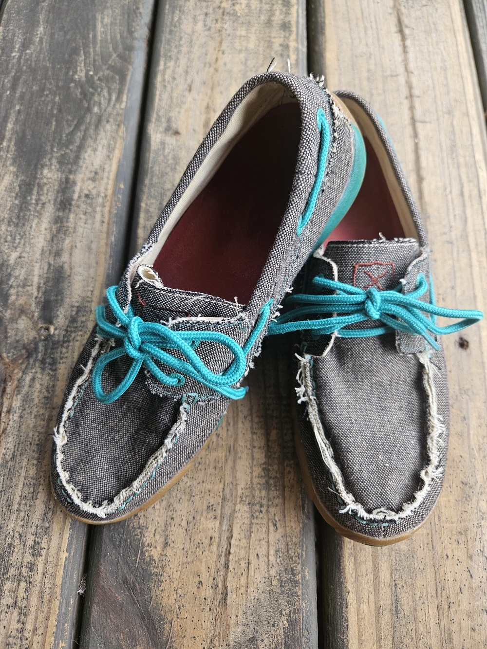 Twisted X Women's WDM0085 ecoTWX Driving Mocs Boat Shoes Size 8.5M Gray Teal